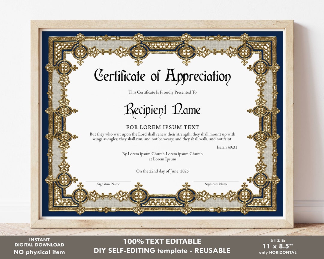 Editable Appreciation Certificate Template Printable Vintage - Etsy Canada