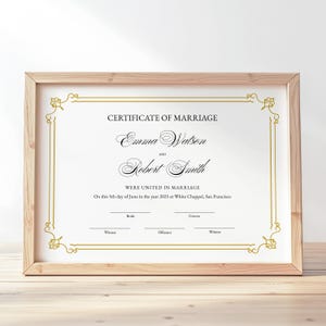 Editable Marriage Certificate Template, Minimalist Wedding Keepsake, Commitment Ceremony, Vow Renewal, Gift Certificate Download Jet028
