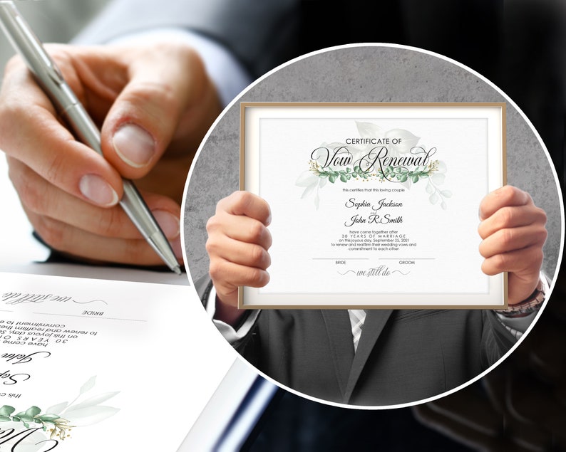 Vow Renewal Certificate Editable Printable Wedding | Etsy