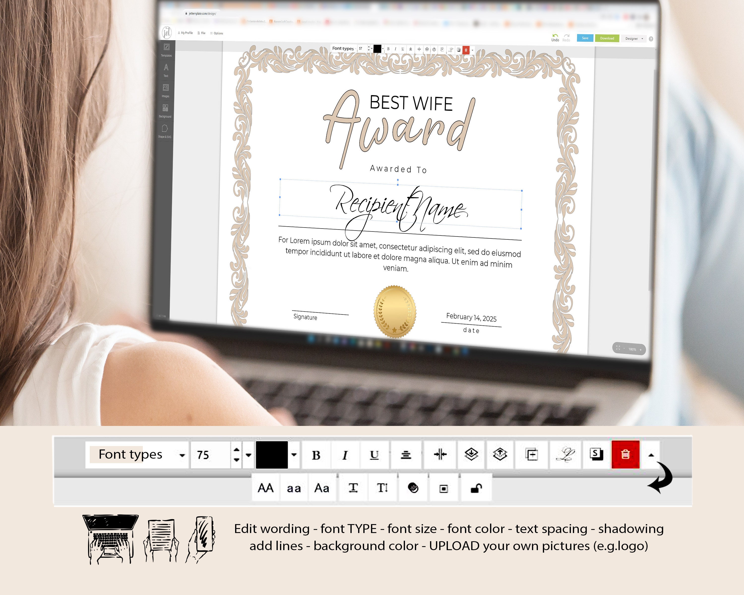 Best Wife Certificate Award Template Editable Printable Best - Etsy