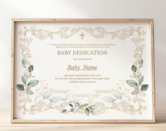 Baby Dedication Certificate Template, Baptism Certificate, Baby Christening, Editable Printable Baby Blessing Certificate Download 248