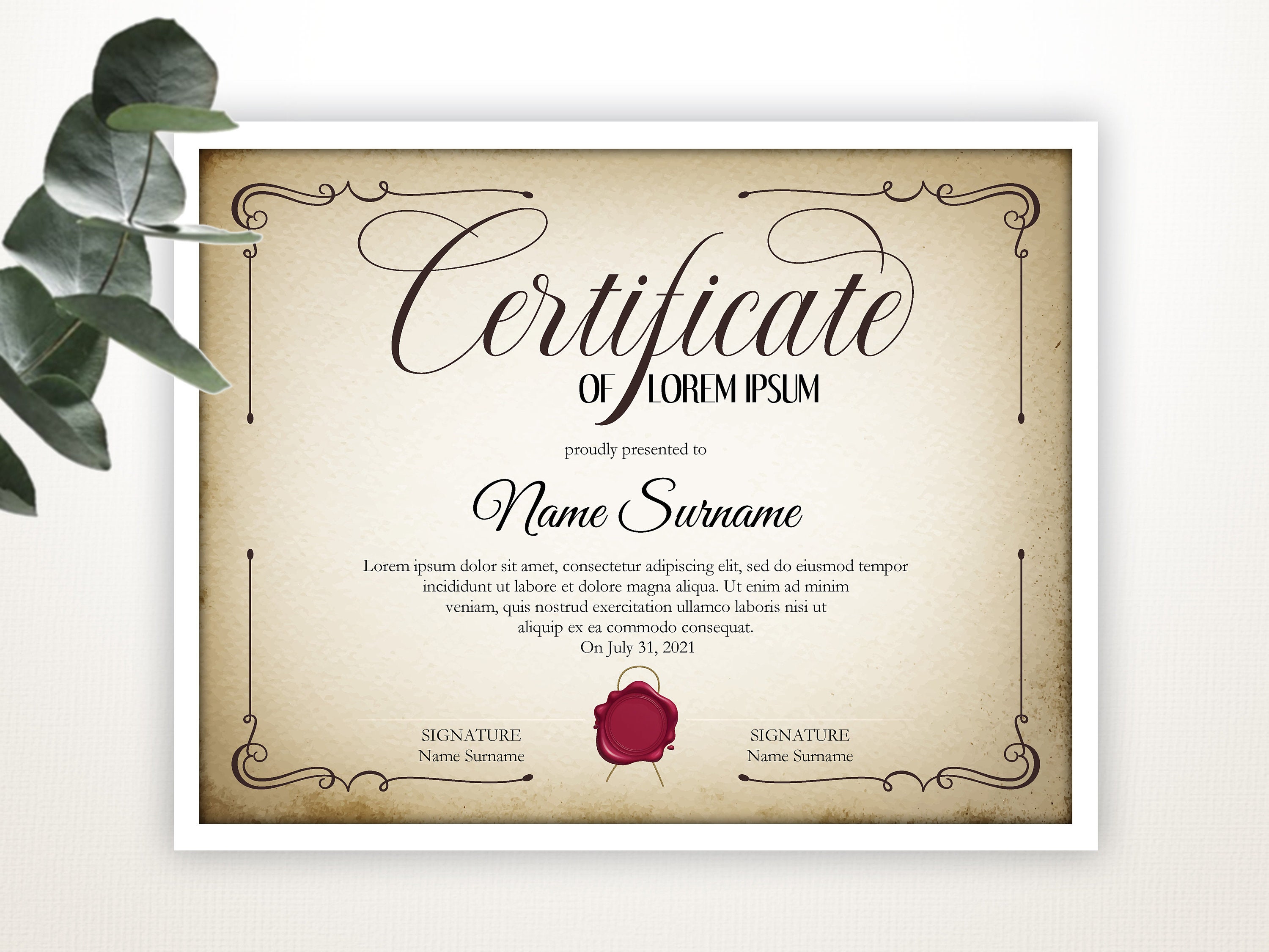 Vintage Certificate Template Editable Certificate Printable Etsy | My XXX Hot Girl