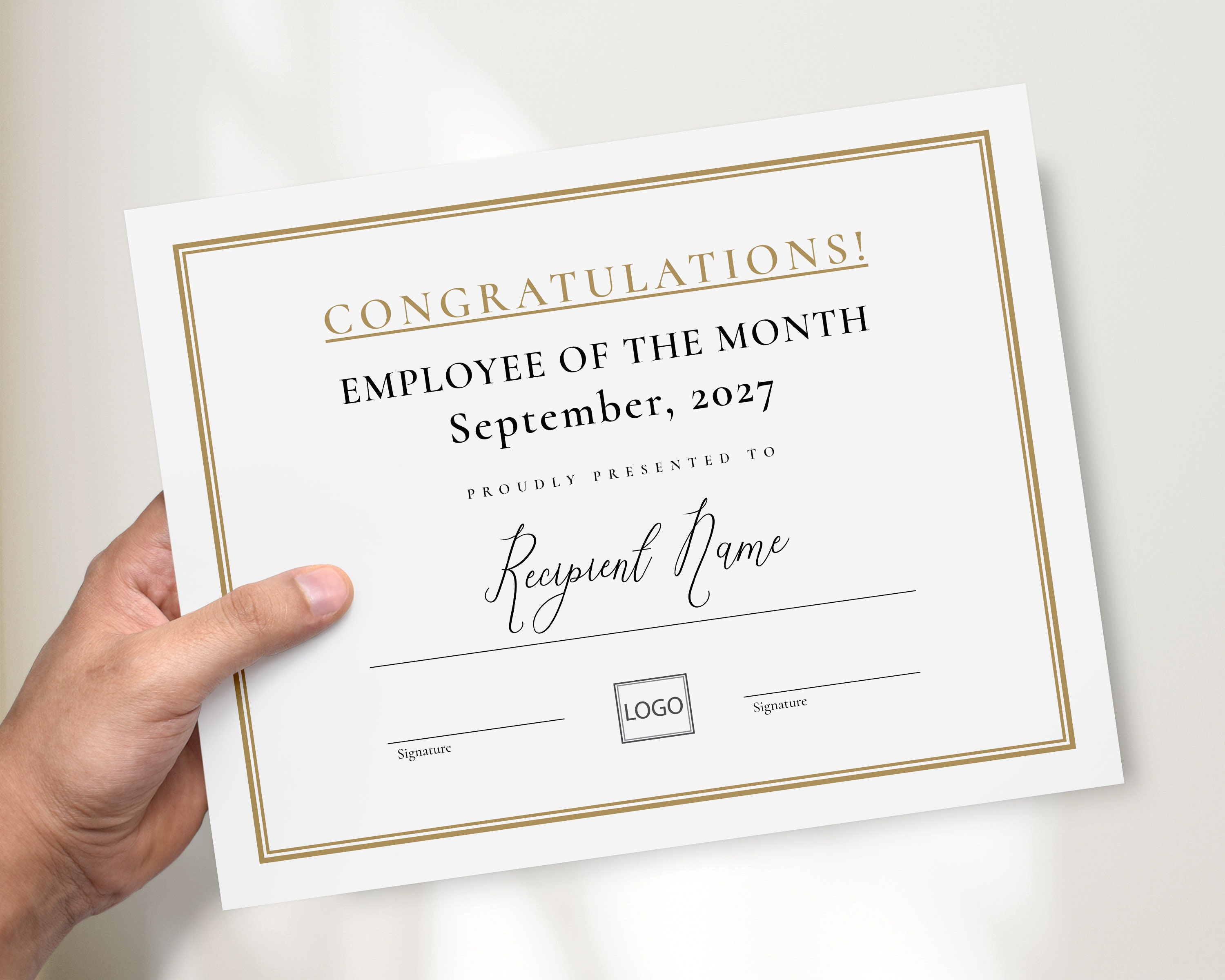 Employee of the Month Year Editable Certificate Template, Employee ...