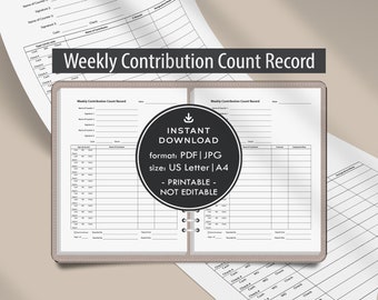 Wekelijkse donatie van de kerk, registratie van wekelijkse bijdragen, donaties en kerkbijdragen, bijhouden van tienden, kerkfinanciën, INSTANT DOWNLOAD