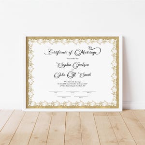 Classic Certificate of Marriage Keepsake, Decorative Wedding ...