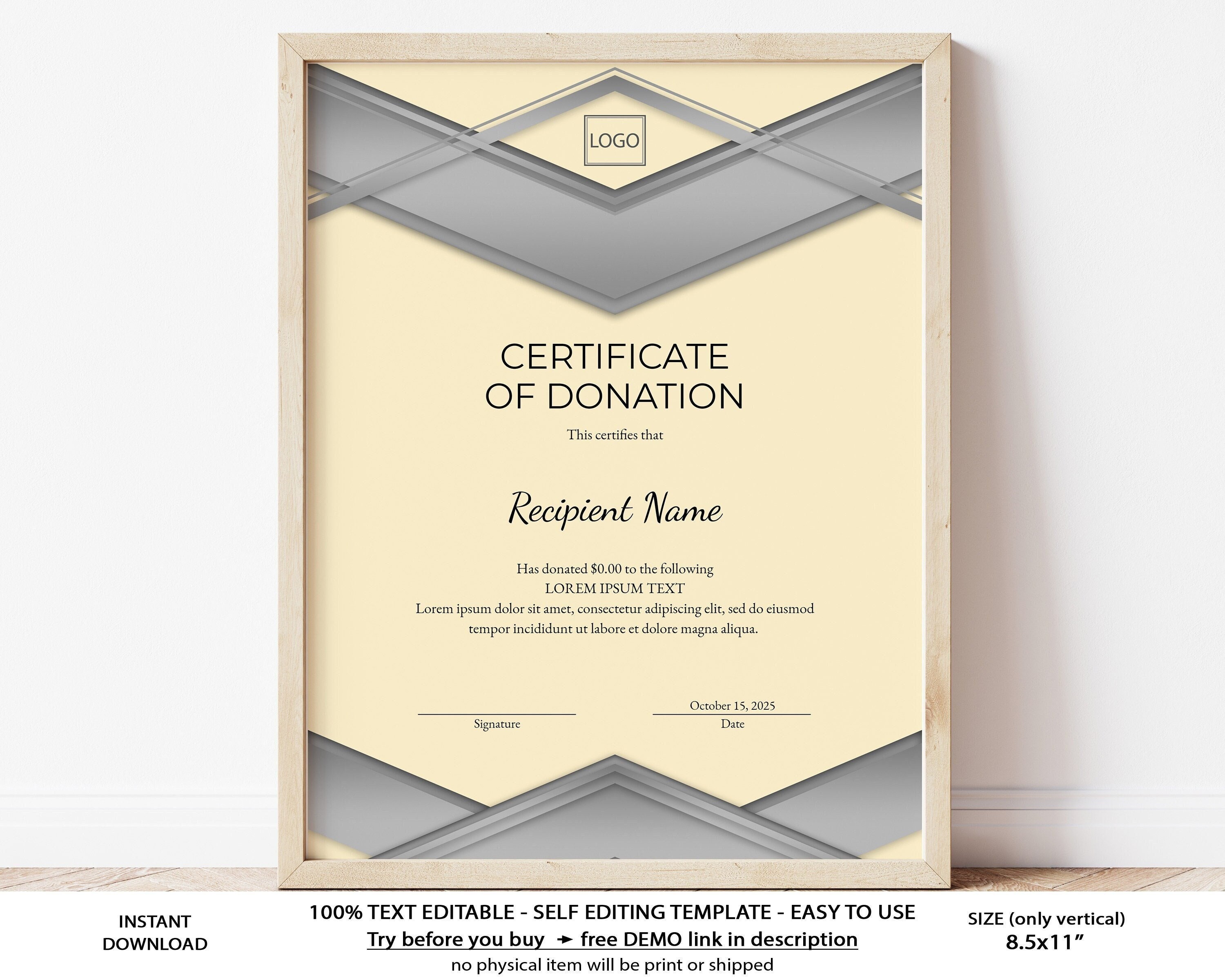 Certificate Of Donation Template