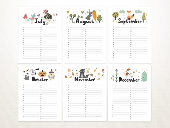 Printable Perpetual Birthday Calendar Forest Theme Perpetual Calendar  Printable Gift Kids Calendar Instant Download - Etsy