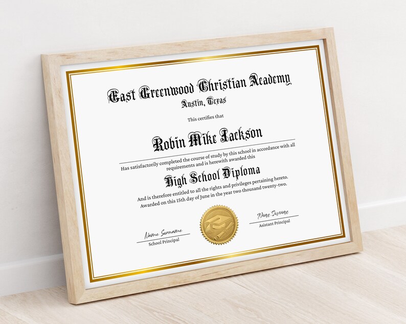 Editable Homeschool Diploma Template Printable Diploma Etsy