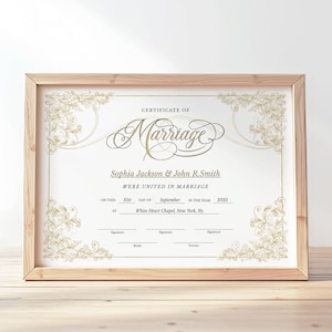 Moderne Hochzeitszertifikat Vorlage, bearbeitbare druckbare Heiratsurkunde, Heiratsandenken, Hochzeitsgeschenk Sofortiger Download Jet089