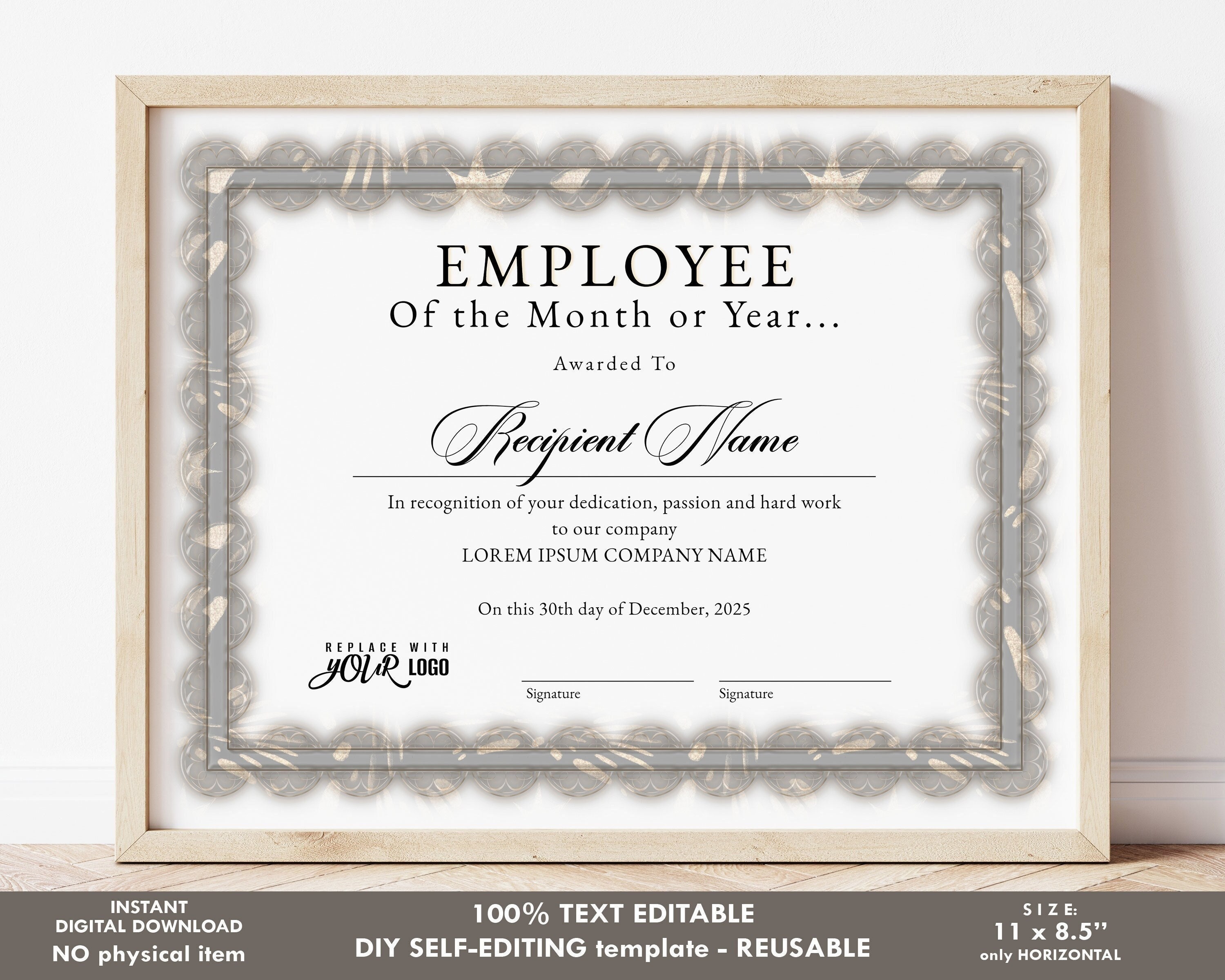 Printable Employee of the Month Year EDITABLE Template - Etsy