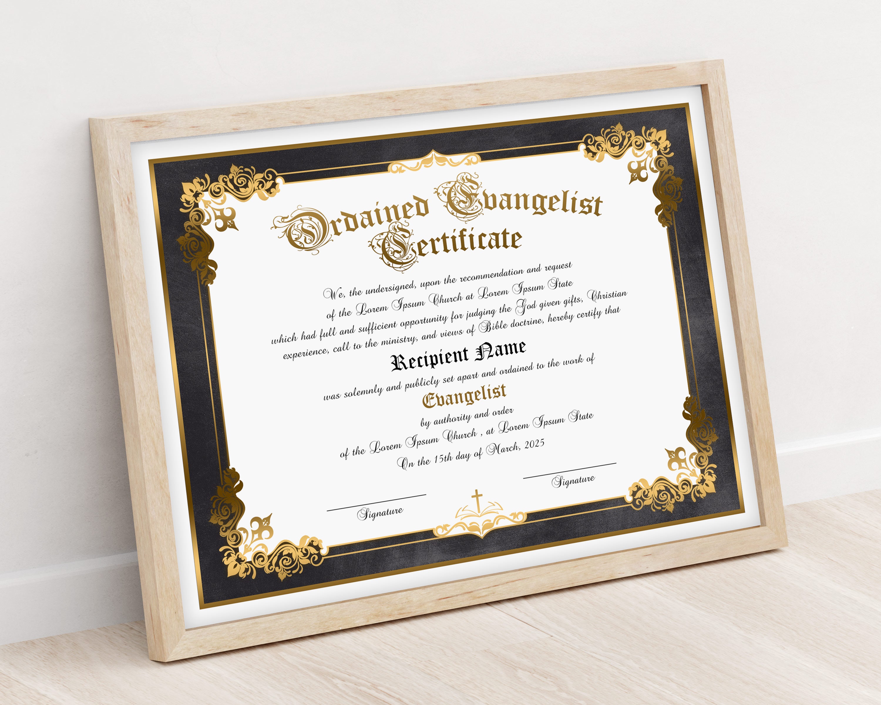 Editable Ordained Evangelist Certificate Template Printable Etsy