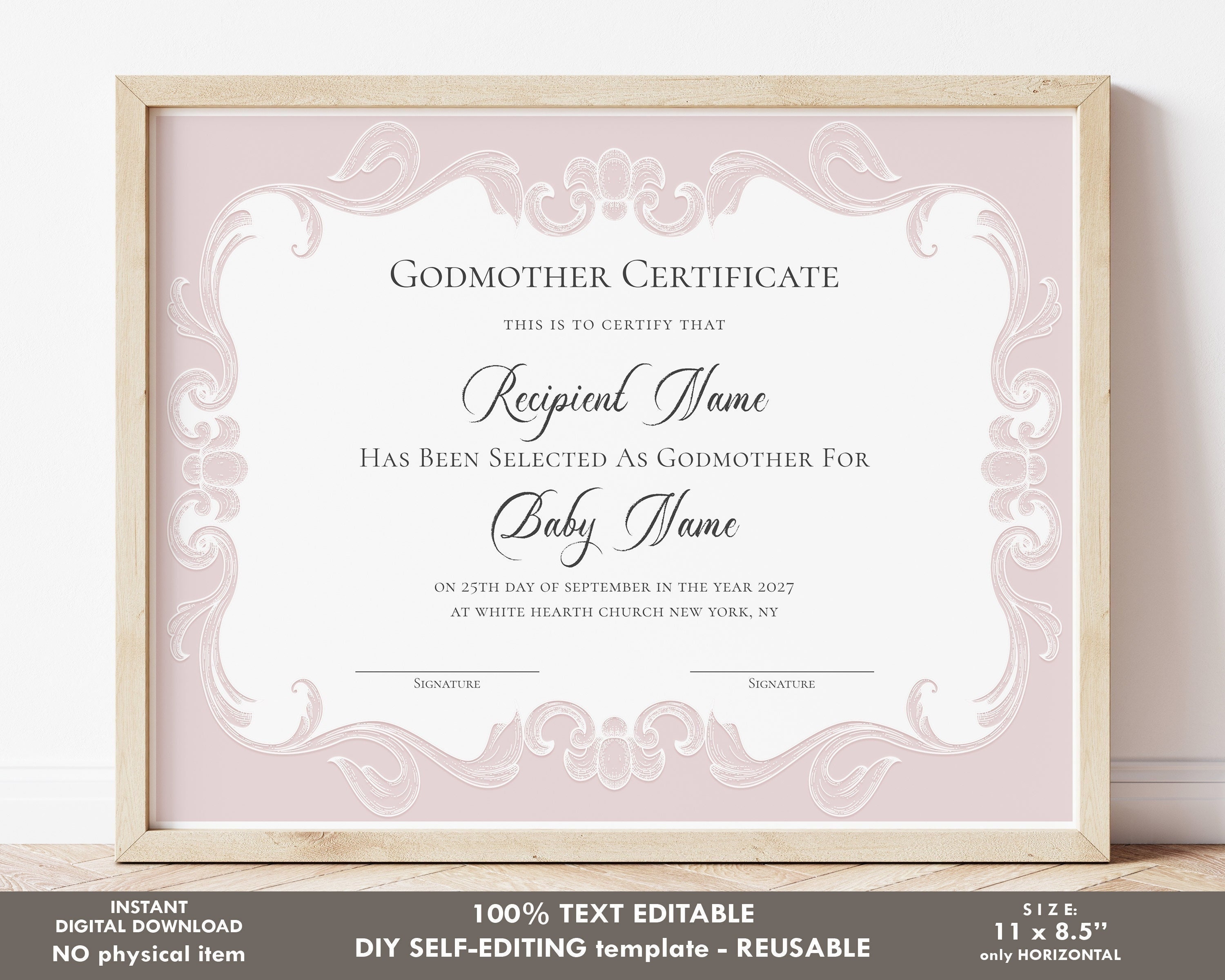 Editable Godmother Certificate Template Printable Baptism Etsy Editable Godmother Certificate Template Printable Baptism Etsy