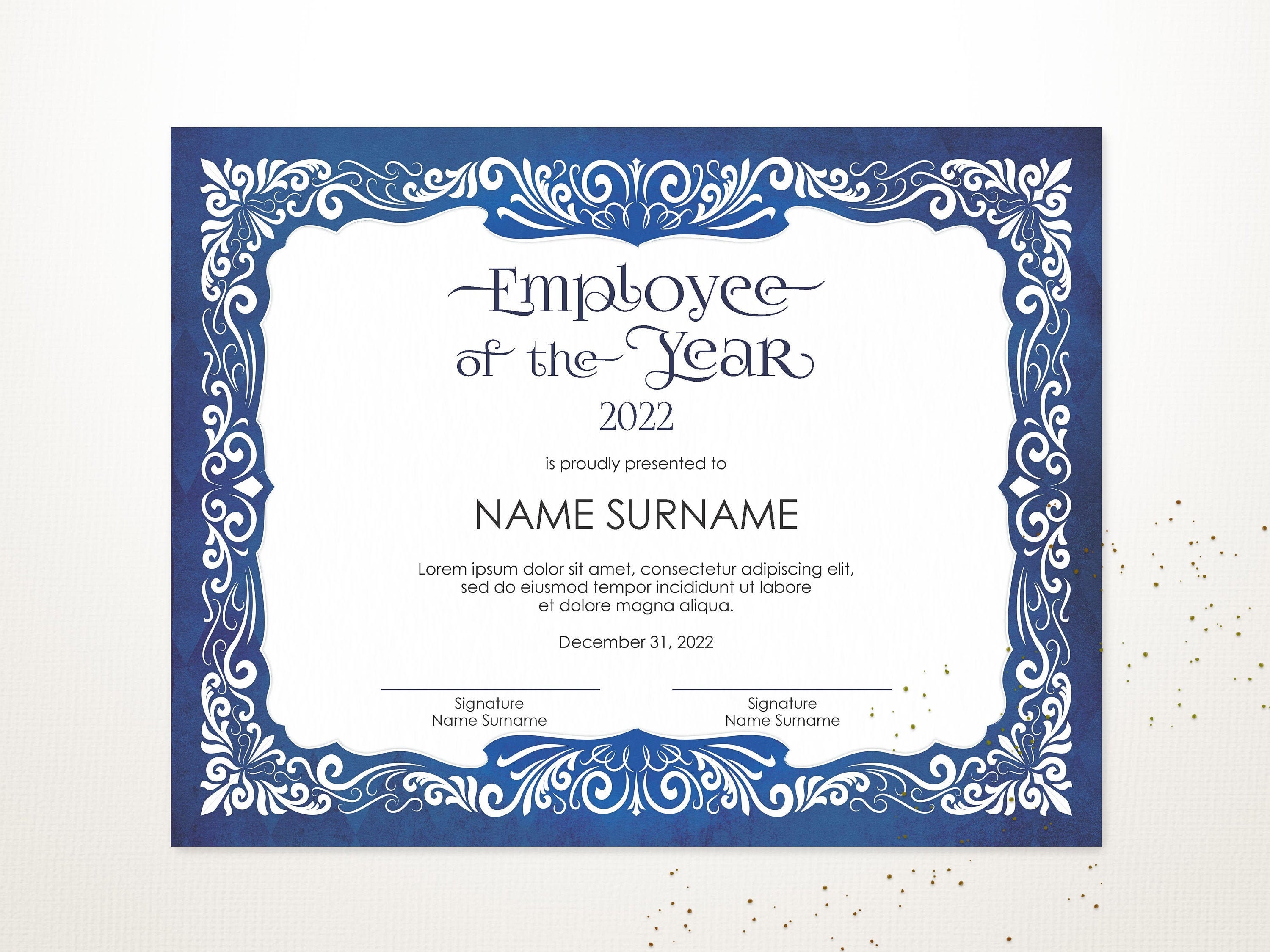 Employee of the YEAR Editable Template Editable Award Employee Etsy