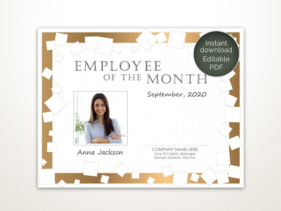 Employee of the Month Template Editable Image Printable | Etsy