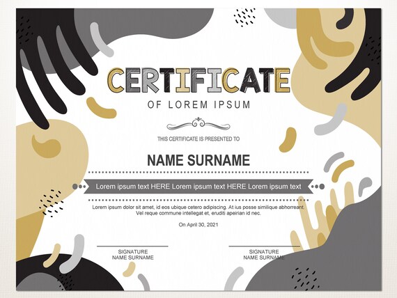 Printable Certificate Template Editable Certificate Template Etsy