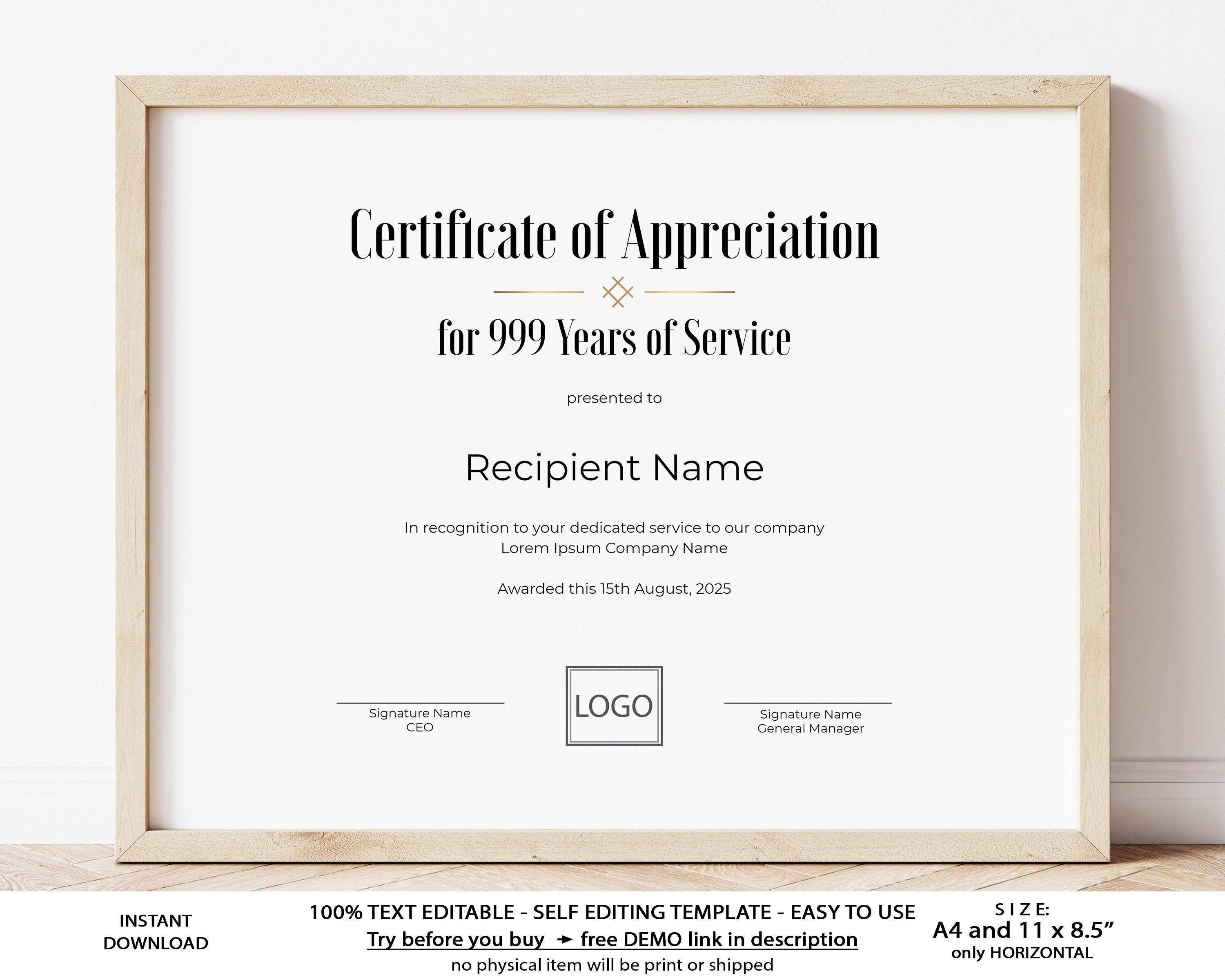 certificate of service template