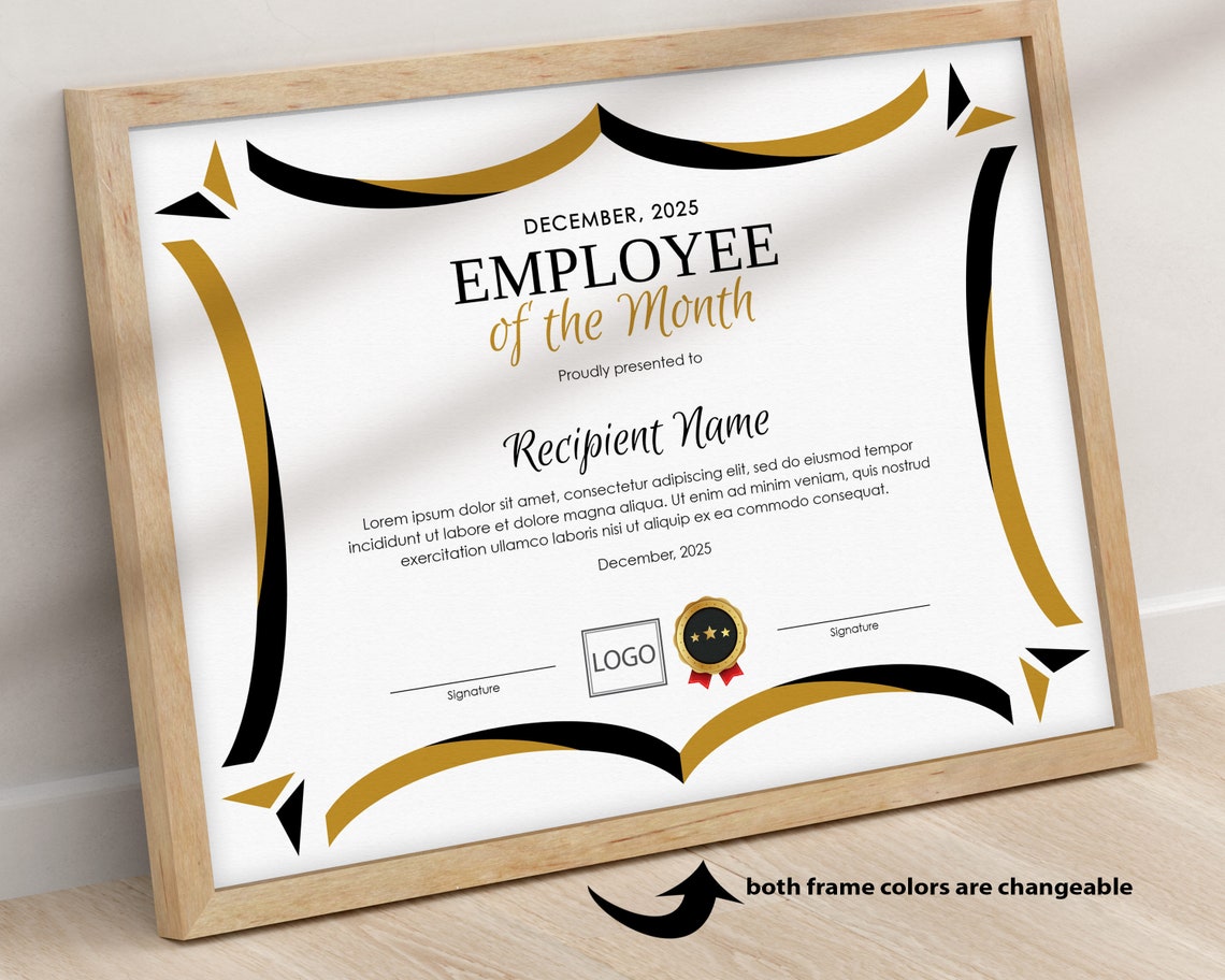 Editable Employee of the Month Certificate Template Employee - Etsy