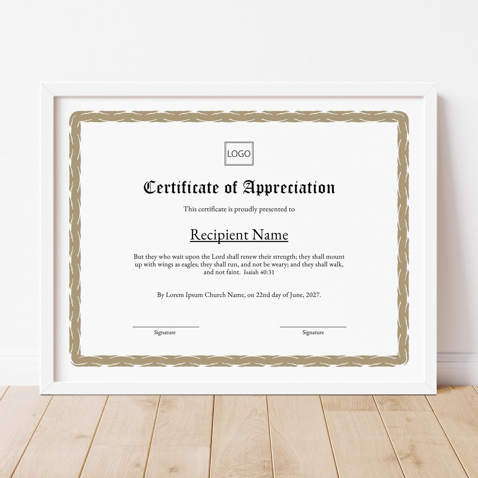 Editable Appreciation Certificate Template, Printable Vintage Church ...
