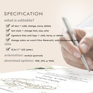 Vow Renewal Certificate Template, Editable Printable Certificate of Vow ...
