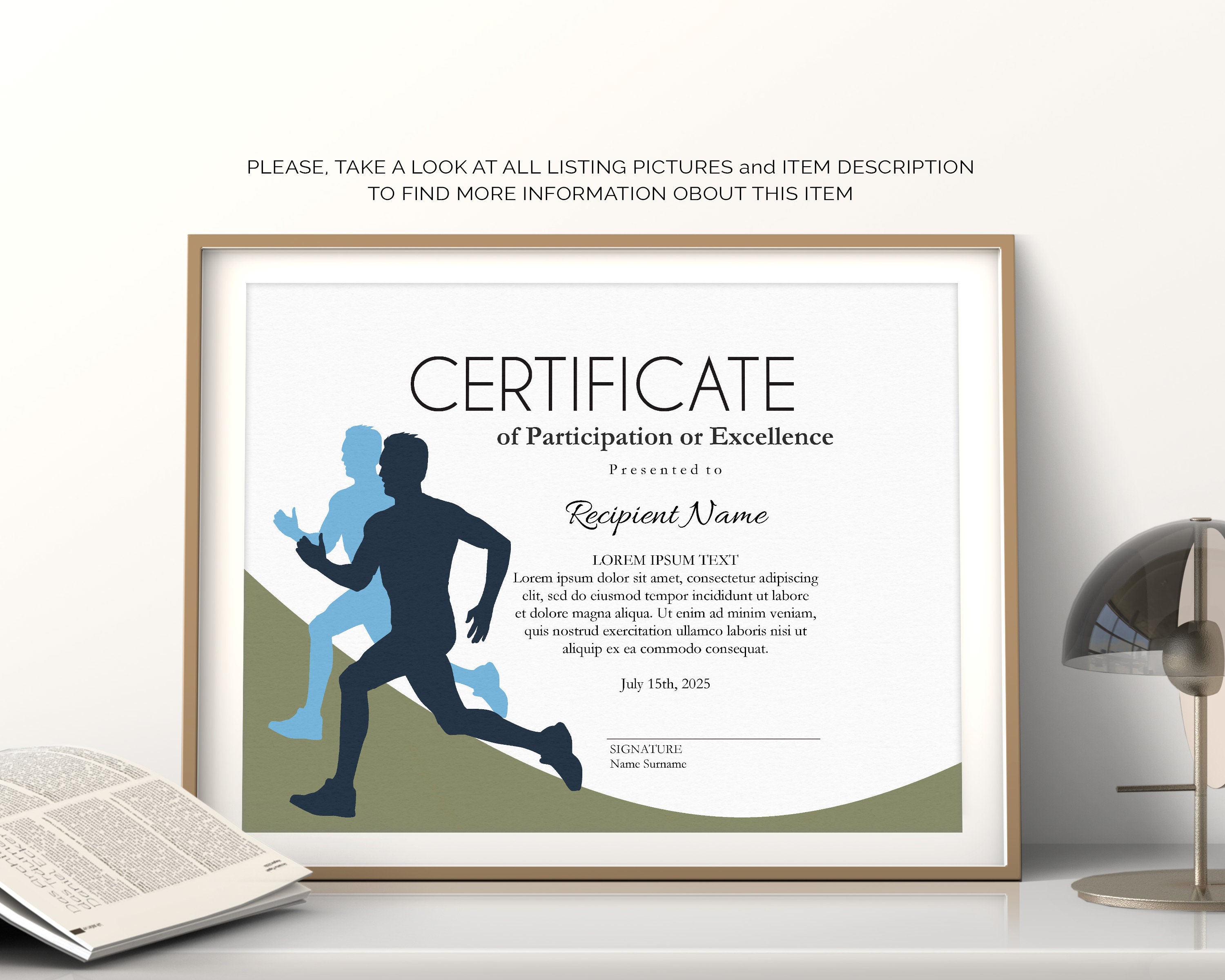 Editable Running Certificate Award Template, Sports Certificate Template,  Printable Running Certificates, Running Award Digital Download Within Running Certificates Templates Free