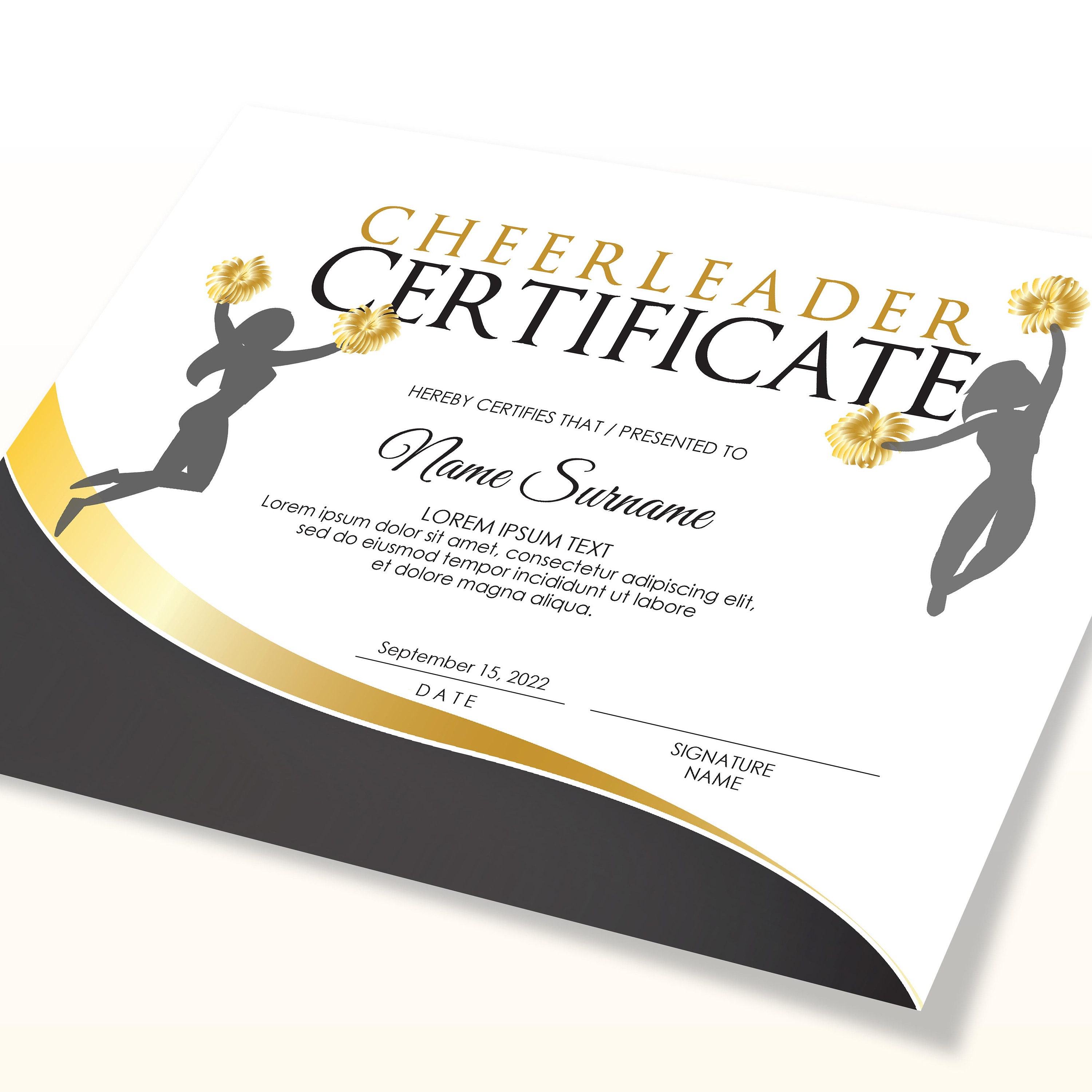 EDITABLE Cheerleader Certificate Template Cheerleading Award Etsy