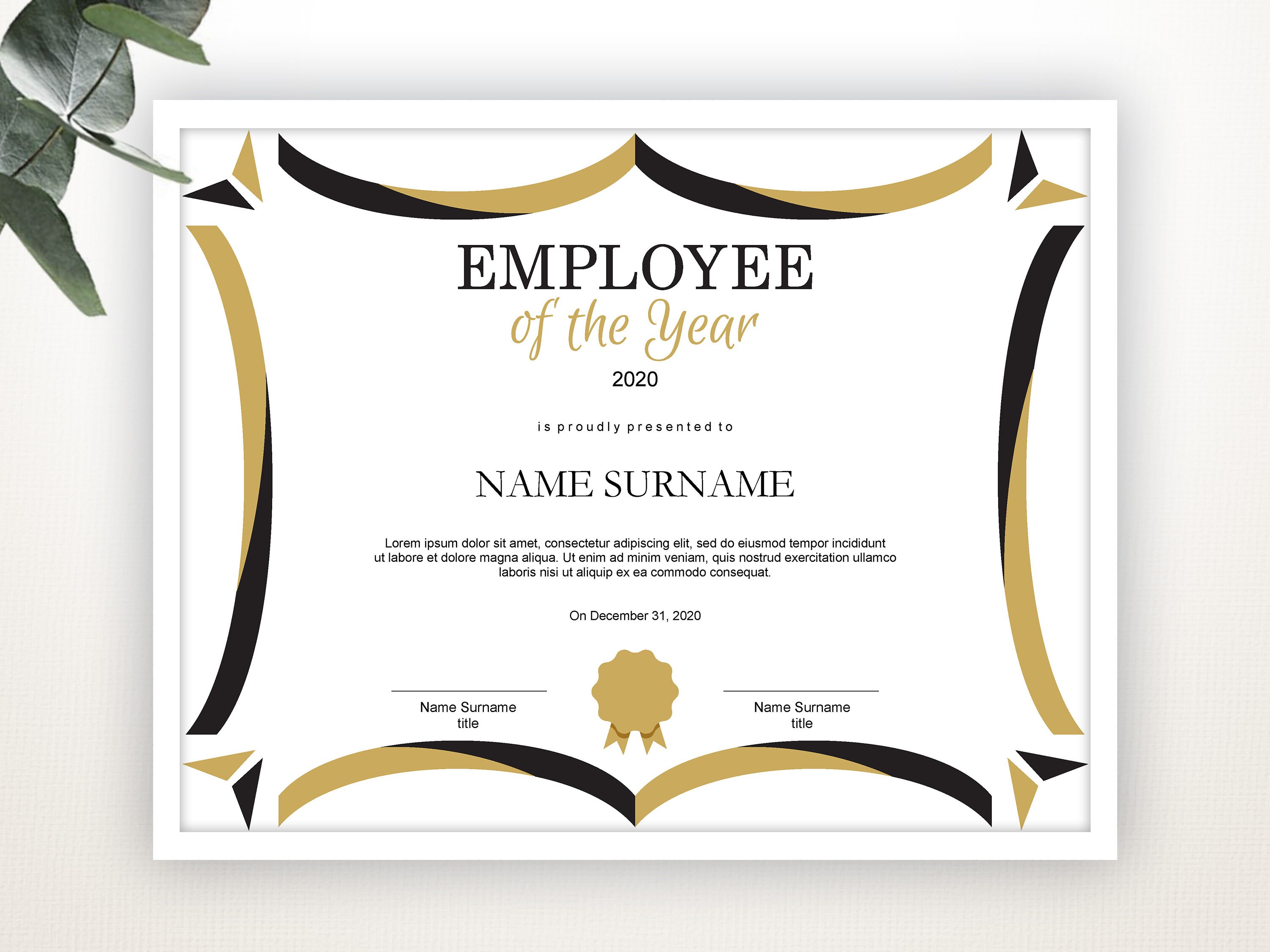 Employee Of The YEAR Editable Template Editable Award Employee Etsy