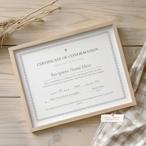 Certificate of Confirmation, Editable Religious Catholic Confirmation Certificate, Minimalist Religious Printables Digital Download Jet196