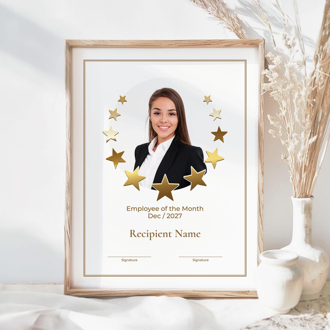 Editable Recognition Best Employee of the Month Year Quarter Employee ...
