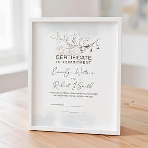 Editable Commitment Certificate Template Printable Certificate of Commitment Template, Commitment Certificate Keepsake Flower Download 203