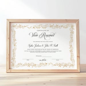 Vow Renewal Certificate, Editable Printable Wedding Certificate Template, Vow Renewal Gift Marriage Vow Renewal Certificate Download Jet212