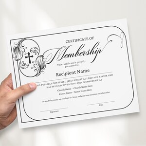 Church Membership Certificate Template, Editable Printable Certificate ...