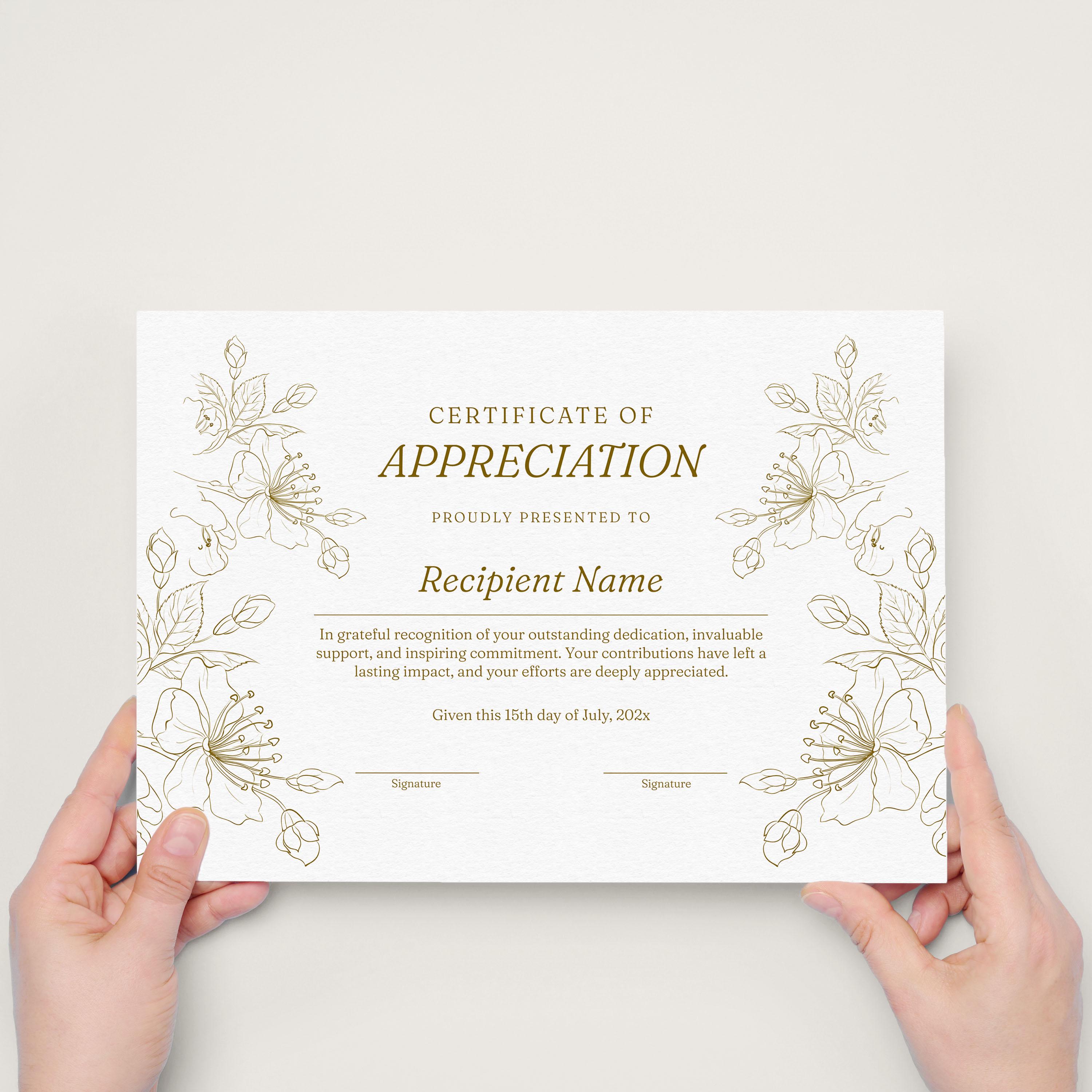 Editable Appreciation Certificate Template, Certificate of Appreciation ...