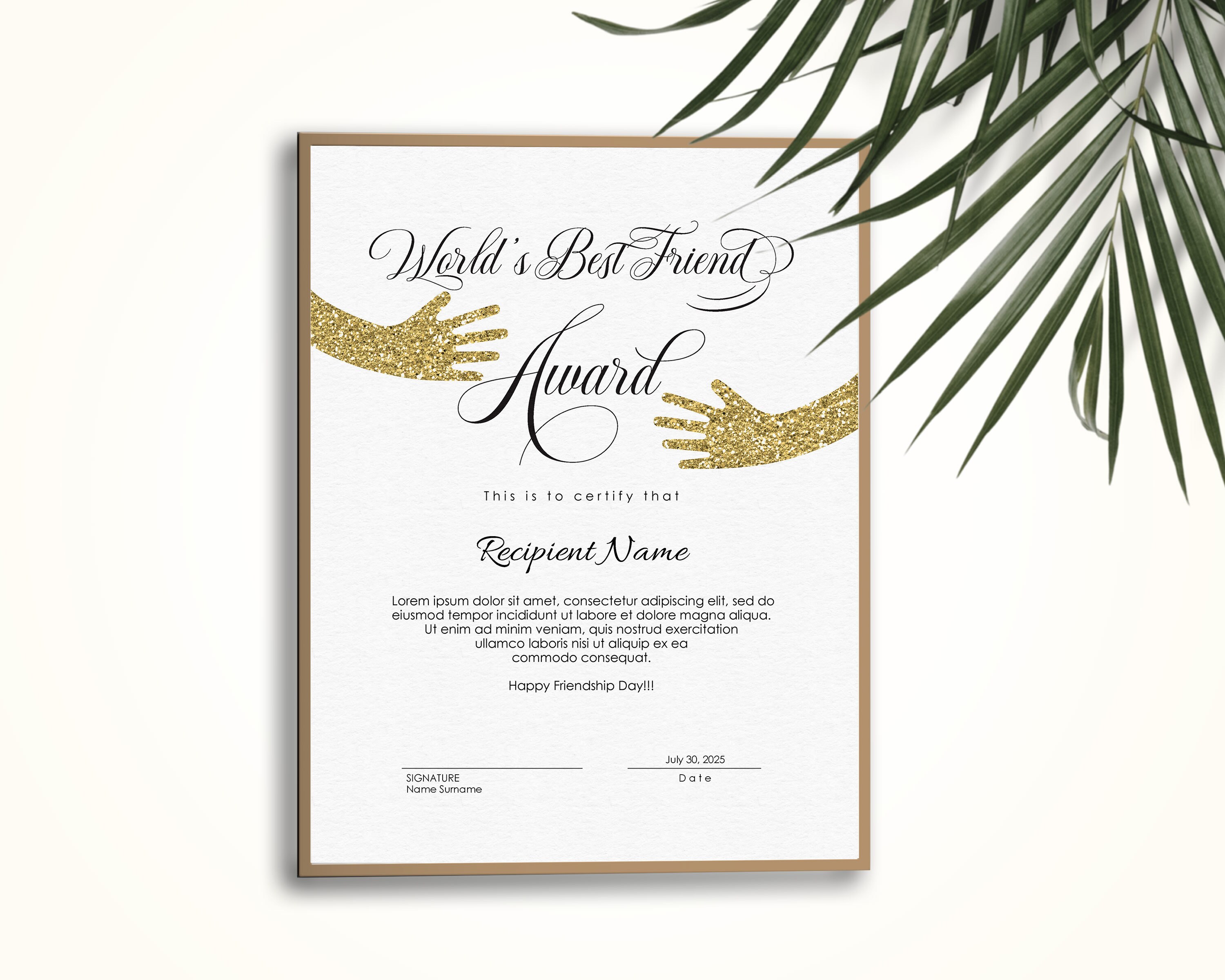 World's Best Friend Award Template Certificate of | Etsy