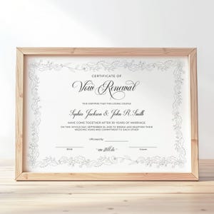 Vow Renewal Certificate, Editable Printable Wedding Certificate Template, Renewal of Marriage Vows Silver Certificate Download Jet212