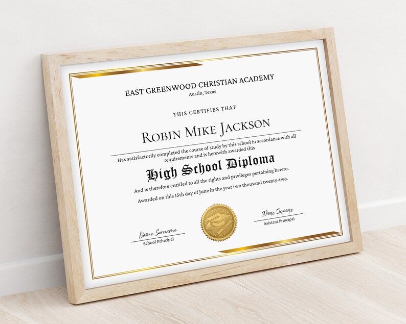 Homeschool Diploma Template Printable Diploma for Etsy