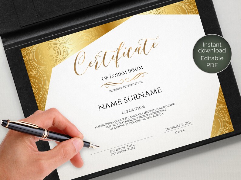 Blank Certificate Template Editable Printable Certificate | Etsy Blank Certificate Templates For Word Free