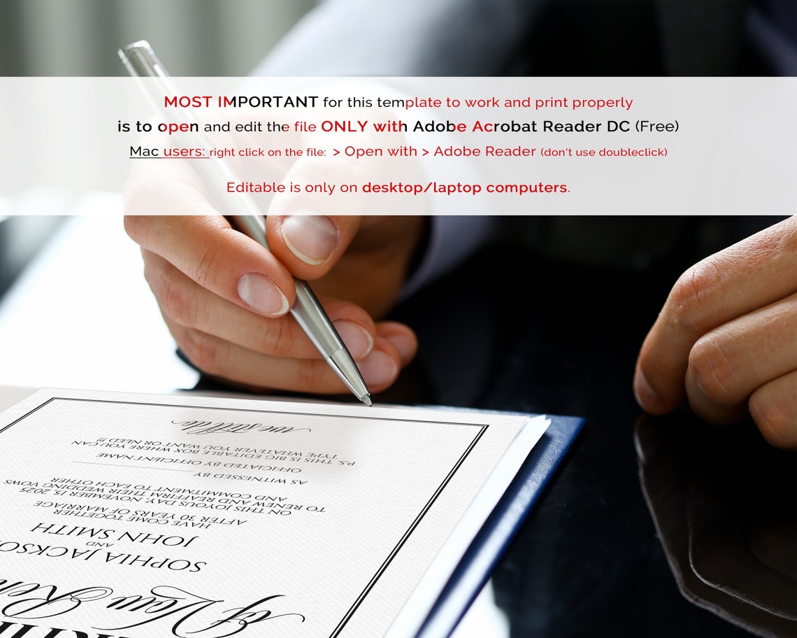 Editable Vow Renewal Certificate Template Printable ...
