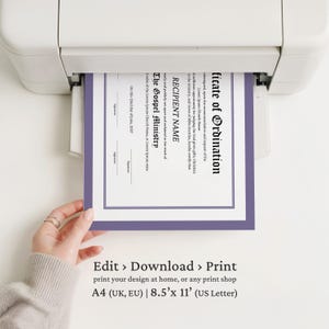Editable Ordination Application Form Editable Ordination Certificate Template, Certificate of Ordination ...