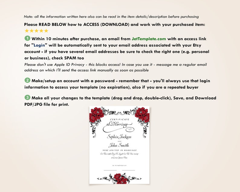 Gothic Wedding Editable Certificate Template Printable - Etsy