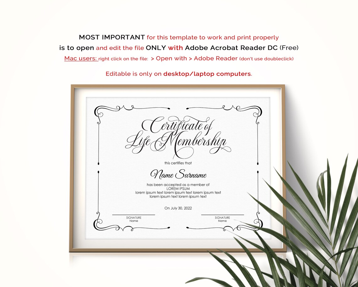 Life Membership Certificate Templates