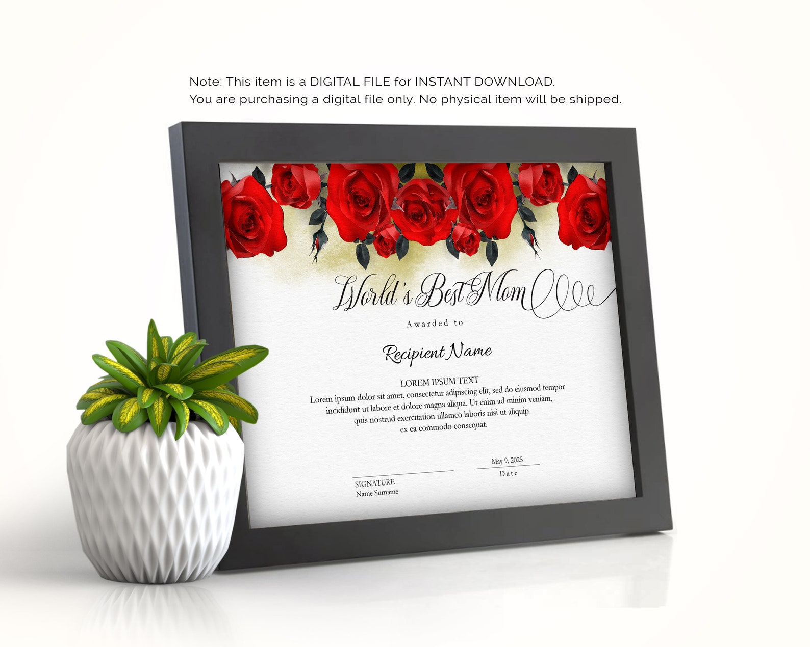World's Best Mom Award Template Printable Gift for | Etsy