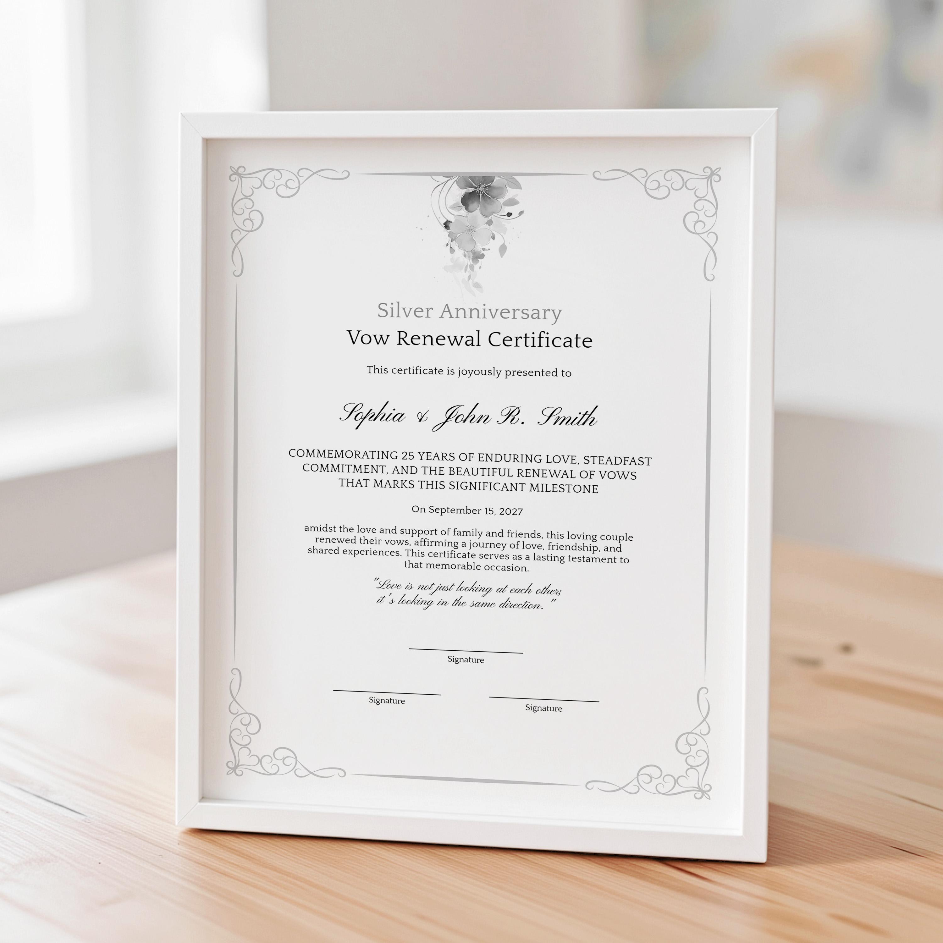 50th Wedding Anniversary Vow Renewal Certificate - Etsy, image size:3000x3000