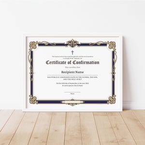 Editable Confirmation Certificate Template, Printable Certificate of