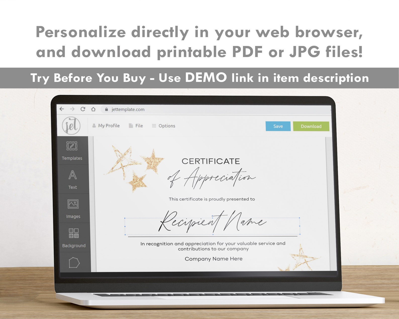 Gold Stars Employee Appreciation Certificate Template - Etsy