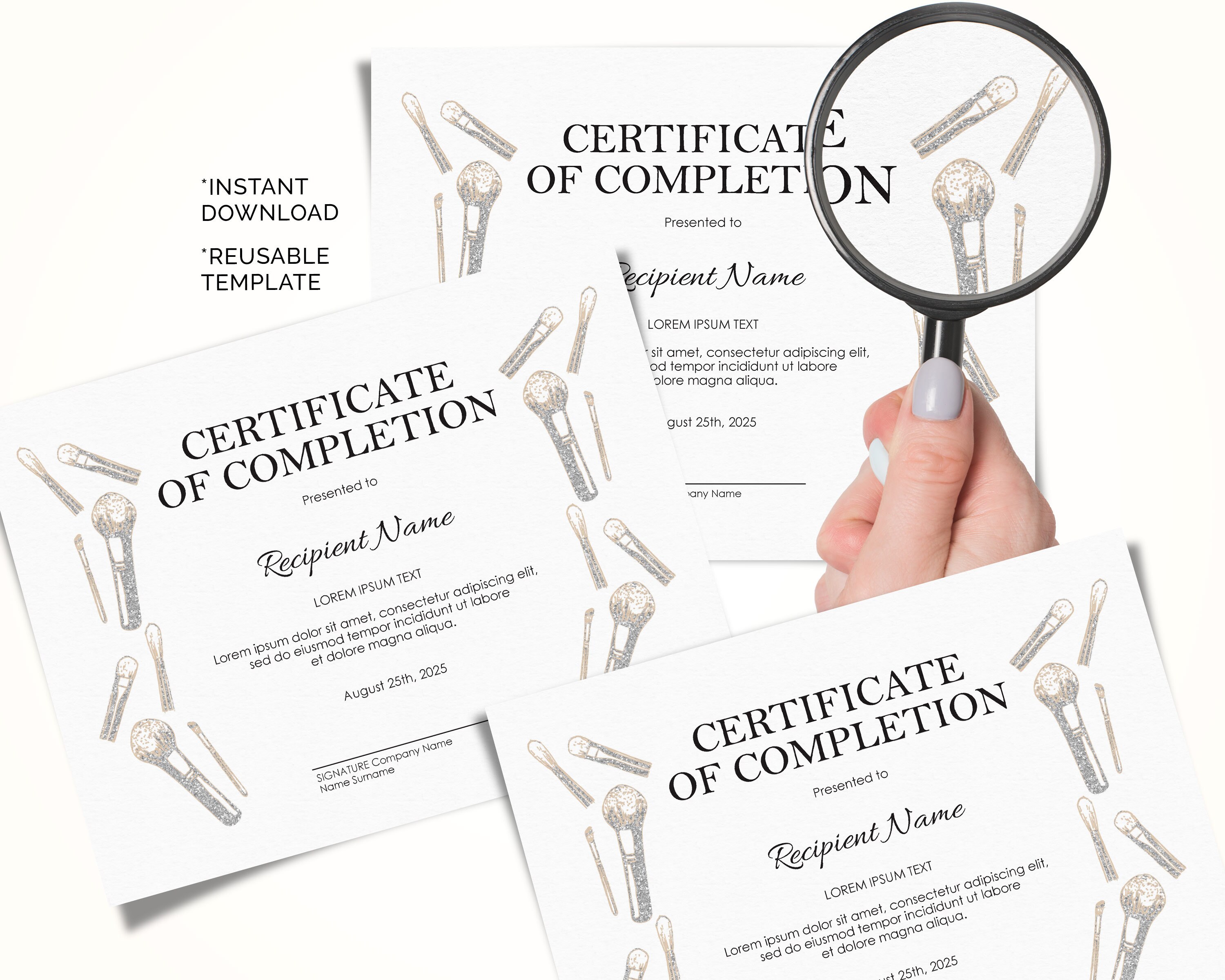 MakeUp Certificate Template Editable Certificate of | Etsy