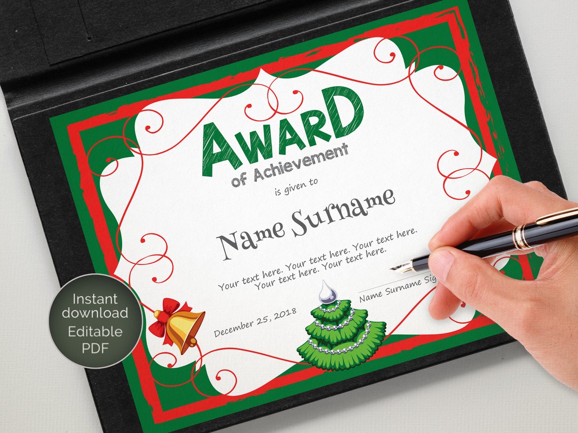 Kids Christmas Award Template EDITABLE Certificate Template Etsy Kids Christmas Award Template EDITABLE Certificate Template Etsy