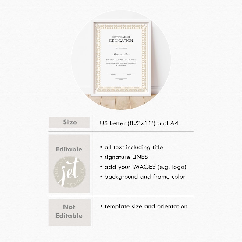 Editable Certificate of Dedication Template, Child Dedication ...