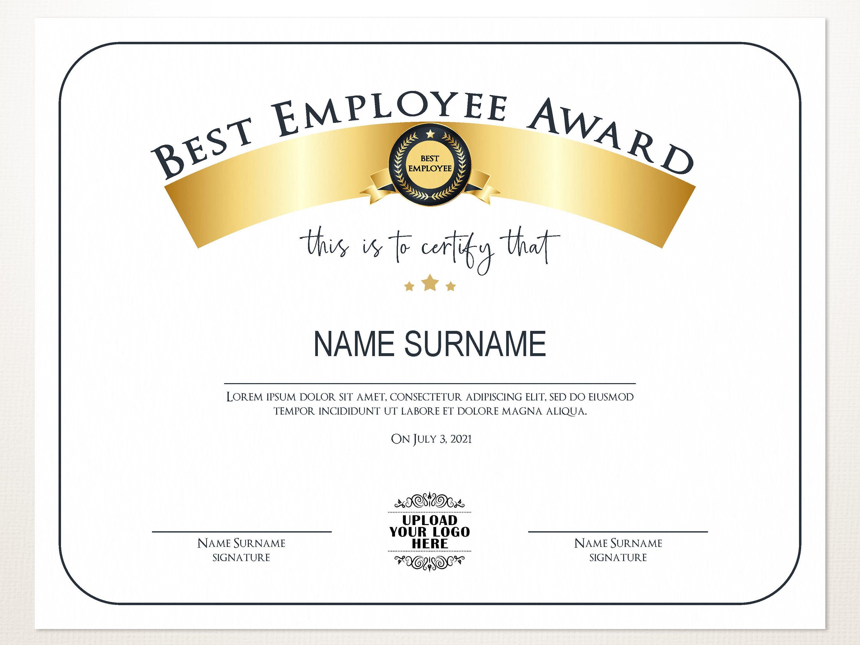 Best Employee Award Employee Award Template Editable LOGO | Etsy