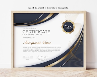 Modern Certificate of Appreciation Printable Appreciation Award Certificate Template Elegant DIY Editable Certificate Award  Download Jet058