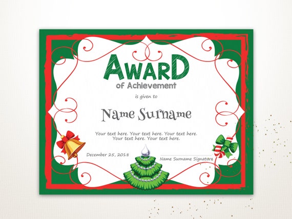 Kids Christmas Award Template EDITABLE Certificate Template Etsy Kids Christmas Award Template EDITABLE Certificate Template Etsy